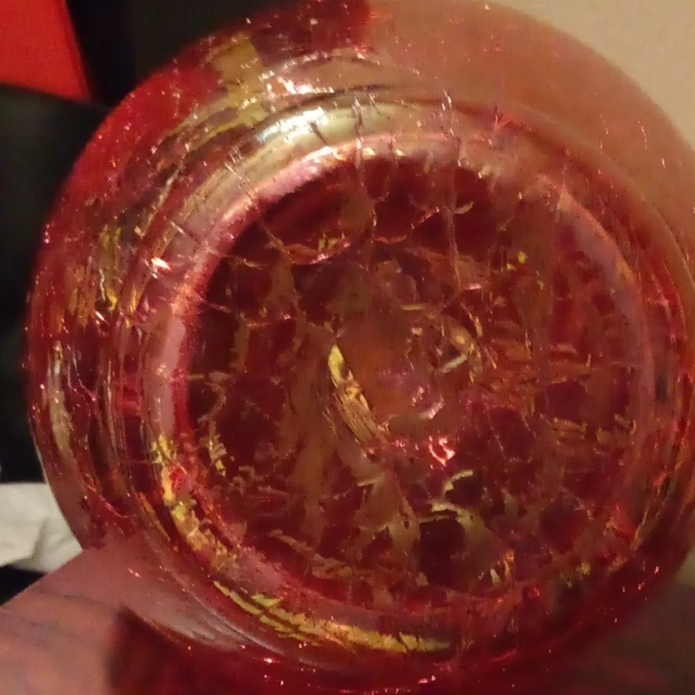 GUC - 11" Cracked Burned Orange Red Vase - Picture 3 of 4